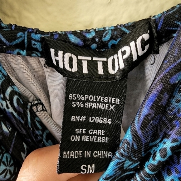 Hot Topic Sugar Skull Print Black Blue Purple Skater Dress Day of the Dead - Picture 9 of 9